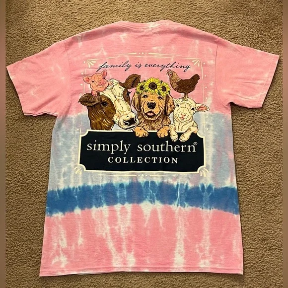 Simply Southern Collection Tie-Dye “Family is everything” and Blue tee Medium - Picture 2 of 13